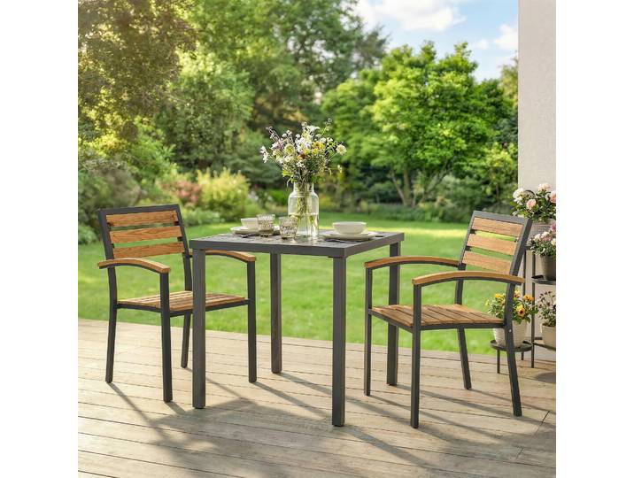 Outsunny Lot 2 Chaises Extérieur Bois Finition Naturelle Empilables