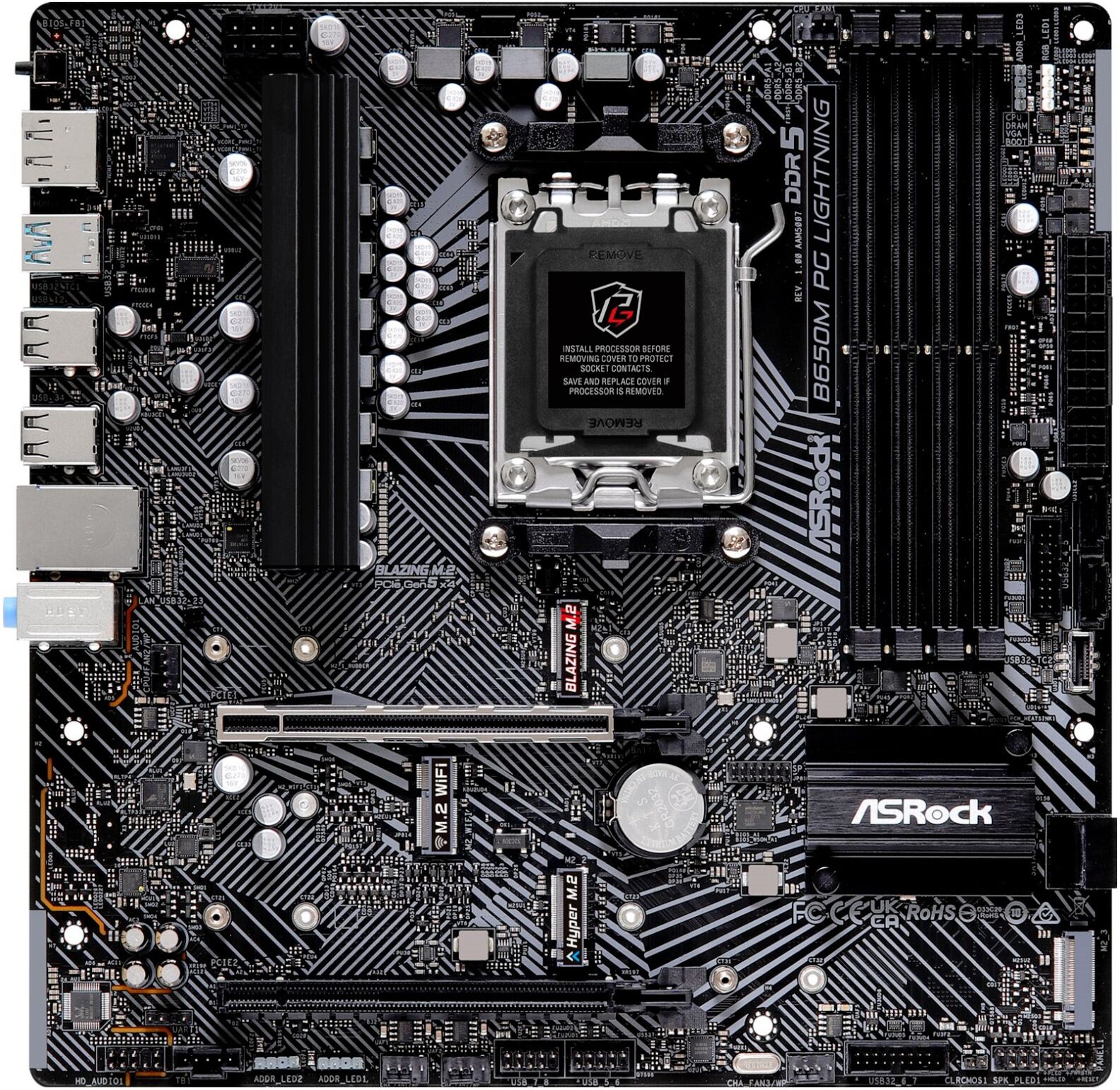 ASRock B650M PG LIGHTNING AMD B650 DDR5 Micro-ATX Socket AM5 Motherboard