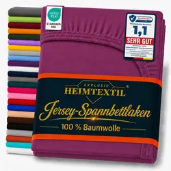 EXKLUSIV HEIMTEXTIL Jersey Spannbettlaken für Wasserbetten Rundumgummizug 200 x 220 cm Lila