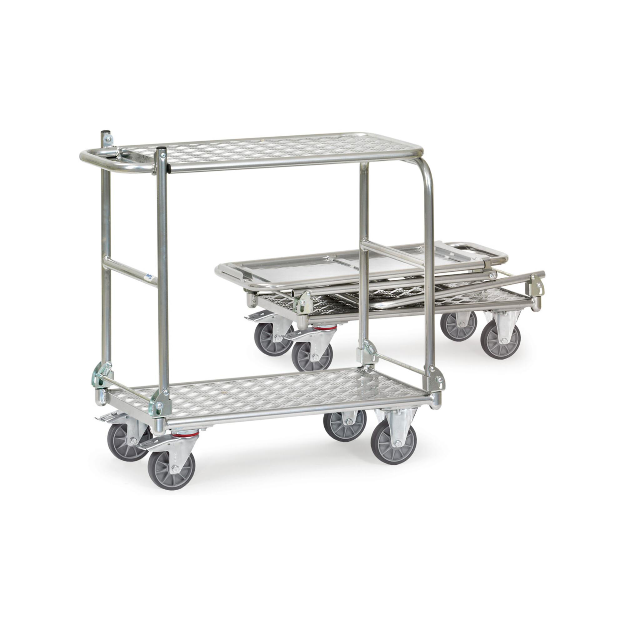 fetra Klappwagen KW 15 Alu, Tragkraft 200kg, TPE-Reifen, 2 klappbare Bügel, klappbare Tischplattform (1181)