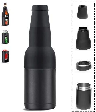 Uplifted Goods Insulated Stainless Steel Drink Can Cooler With Built In Opener black 12oz