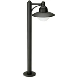 Albert Wegeleuchte Landhausstil Hutform Rund Typ Nr. 4150, IP44, Höhe 90cm, E27 QA55 max. 57W, Alu-Guss / Opalglas, Schwarz matt ALB-664150