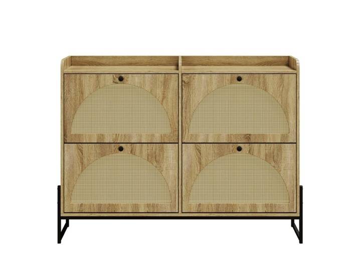 Meuble Étalroit pour Chaussures 4 Portes - Rayons Inclinables Réglables - Organisation Optimale pour Entrée/Corridor