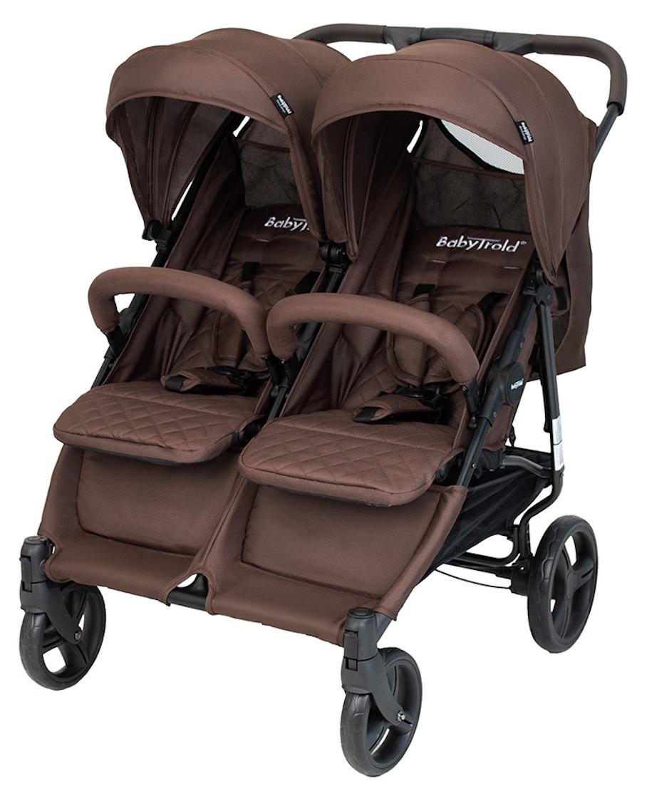 BabyTrold OS2 Zwillingsbuggy Chocolate, verstellbar, pannensichere Räder
