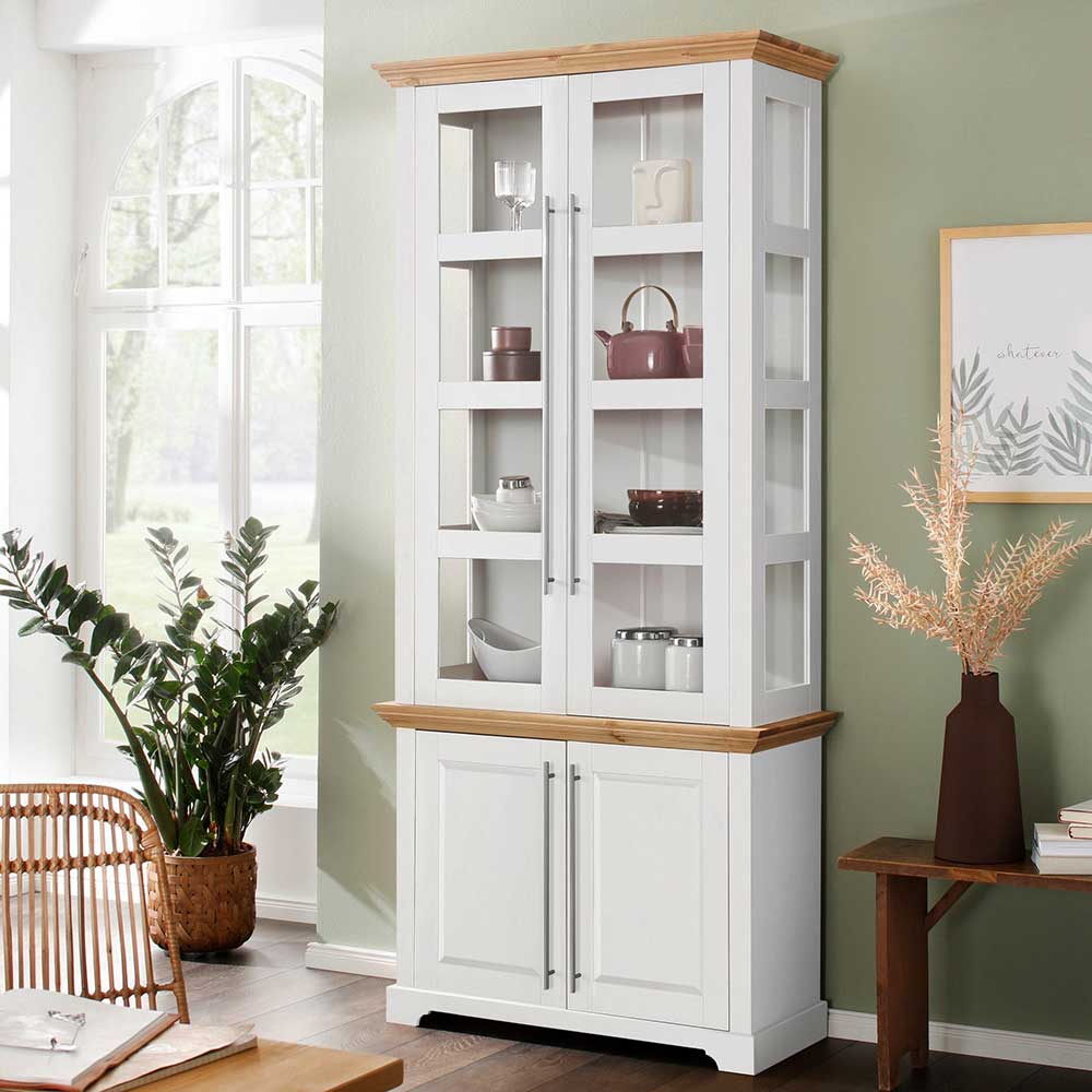 Pharao24.de Esszimmer Vitrine aus Kiefer Massivholz Landhausstil