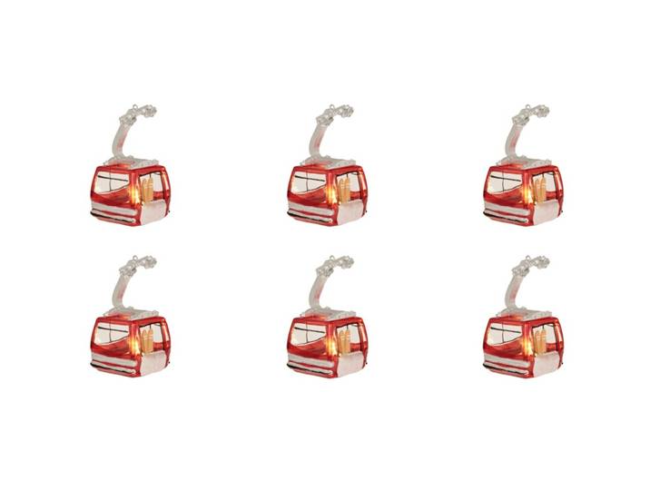 Weihnachtskugelset Gondel mit LED - Farbe: rot - Material: Glas - 949