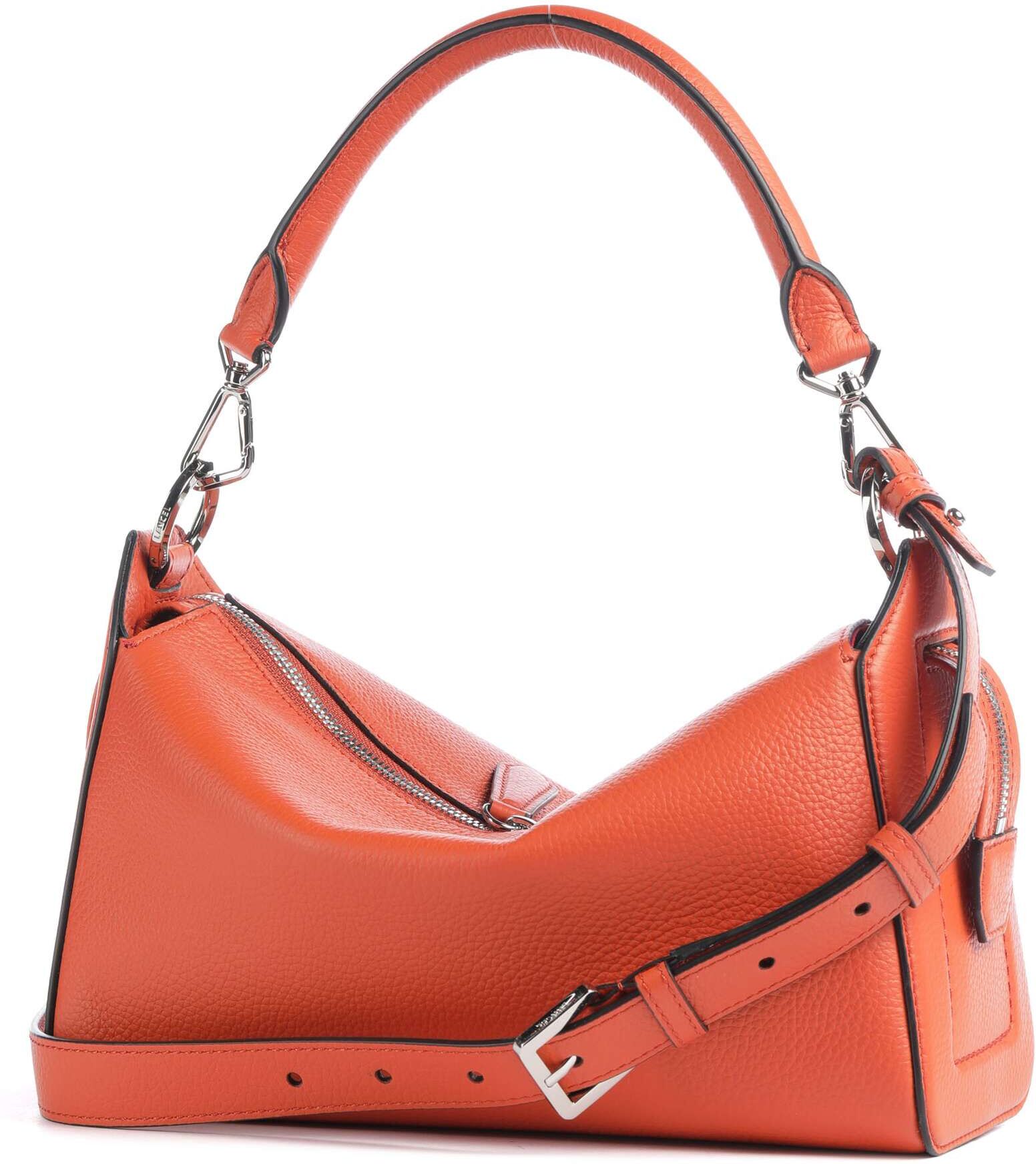 Lancel Louison M Schultertasche aus Leder, orange