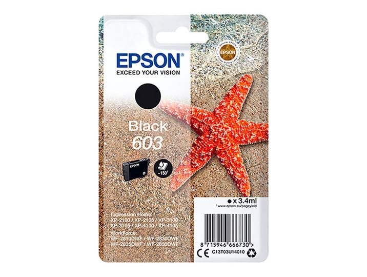 Epson C13T03U14010 inktcartridge, 1 stuk, origineel standaard rendement, zwart