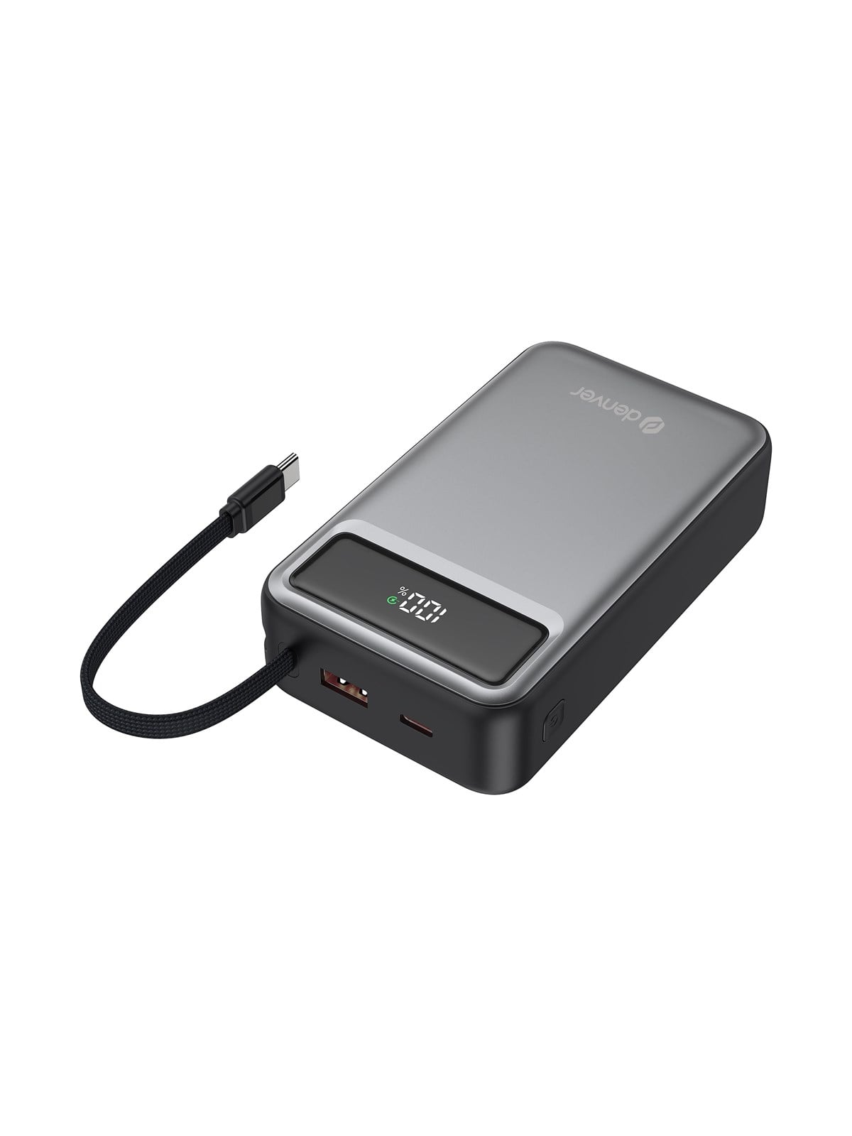 DENVER PQCA-20650 - Fast charge Powerbank With PD65W USB-C cable built-in - 20000 Ah