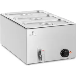 Royal Catering Bain Marie Warmhaltebehälter Speisenwärmer Ablasshahn 600 W 3 GN 1/3, Speisewärmer, Silber