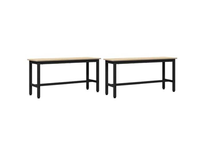 HBBMGYD Esszimmerbank, 100 x 32,5 x 48,5 cm, 2 Stück Holzwerkstoff, Rahmen und Beine aus Stahl, ohne Rückenlehne, glatte Oberfläche, verstellbare Funktion, einfache Wartung