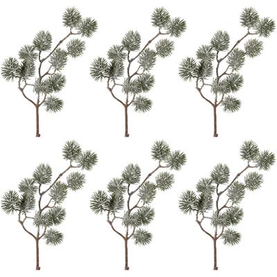 Winterliche Kunstpflanze CREATIV GREEN "Weihnachtsdeko", grün, H:55cm, Kunststoff, Kunstpflanzen, Zweig in Frost-Optik, 6er-Set