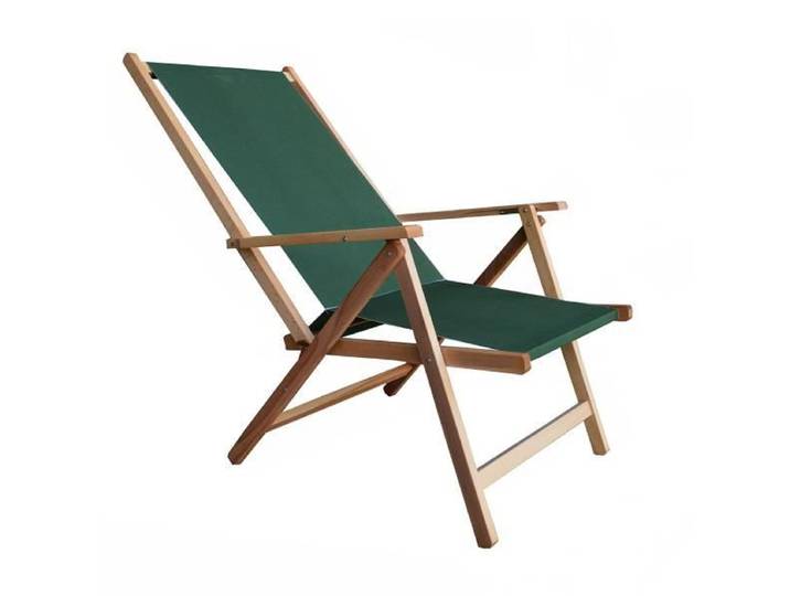 Chaise de plage pliante en bois et toile VERTE