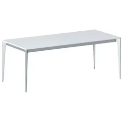 Bürotisch PRIMO ACTION 200x90 cm, graues Metallgestell, weiß