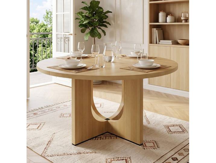 REDOM Esstisch Design-Esstisch – skandinavischer Stil & runde Form (Packung, 1-St., Eiche, 120×120×75 cm, für 4–6 Personen), natürliche Holzmaserung, 120 cm
