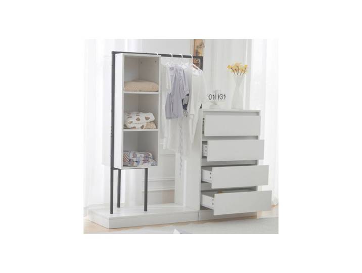 Armoire à tiroirs ensemble d'armoire armoire blanche buffet tringle à vêtements. Dimensions : L140 × l40 × H135 blanc.