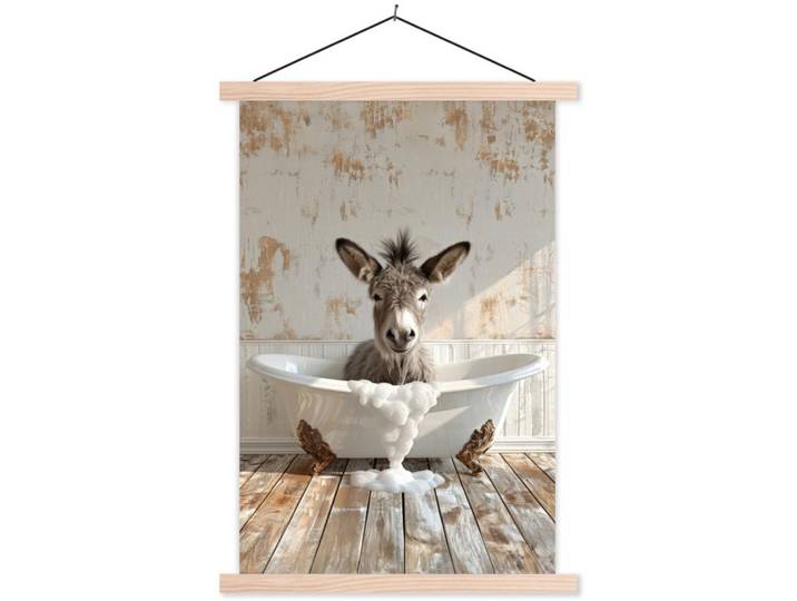 MuchoWow Poster MIT Magnetleisten - Esel - Tiere - Badewanne - Schaumstoff - 60x90 cm, Weiß, Textil, Rechteckig, 60x90x0.15 cm, Bilder & Rahmen, Bilder, Wandbilder