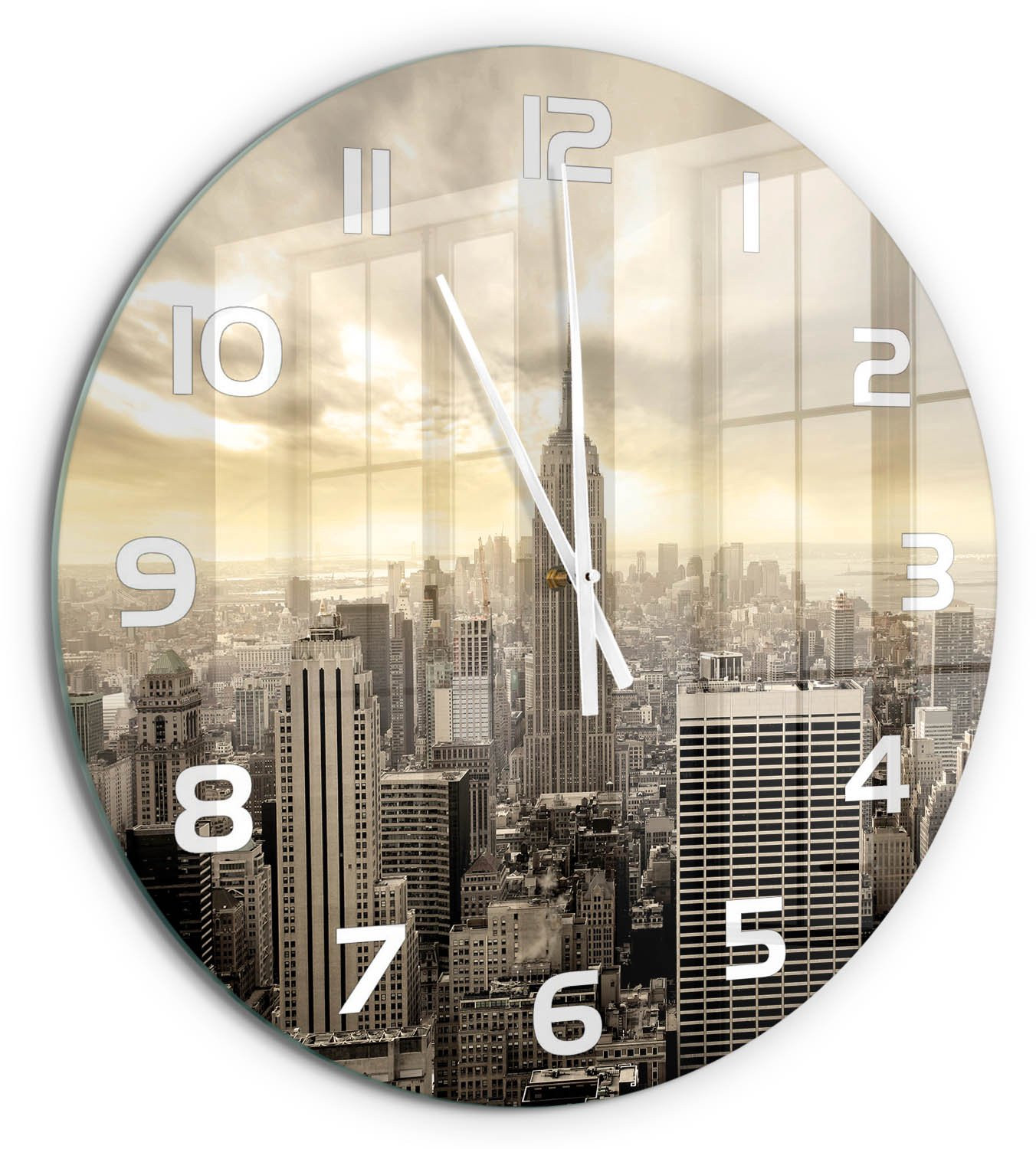 Tulup Wandklok Manhattan New York - Beige - Diameter: 60 cm