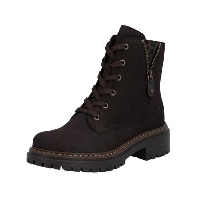Schnürstiefelette RIEKER "Rieker Stiefelette Lederimitat", Damen, Gr. 39, braun (nougat), Lederimitat, Schuhe Schnürstiefelette