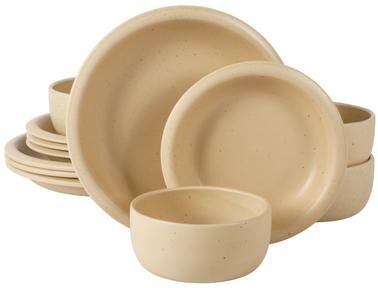 Bloomhouse Corsica Clay 12 Piece Stoneware Reactive Glaze Dinnerware Set