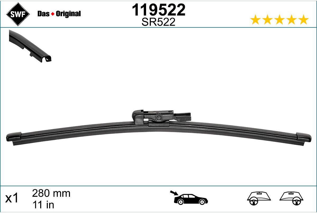 Wischblatt SWF Visioflex 119522, 280mm, Hinten, 1 Stück