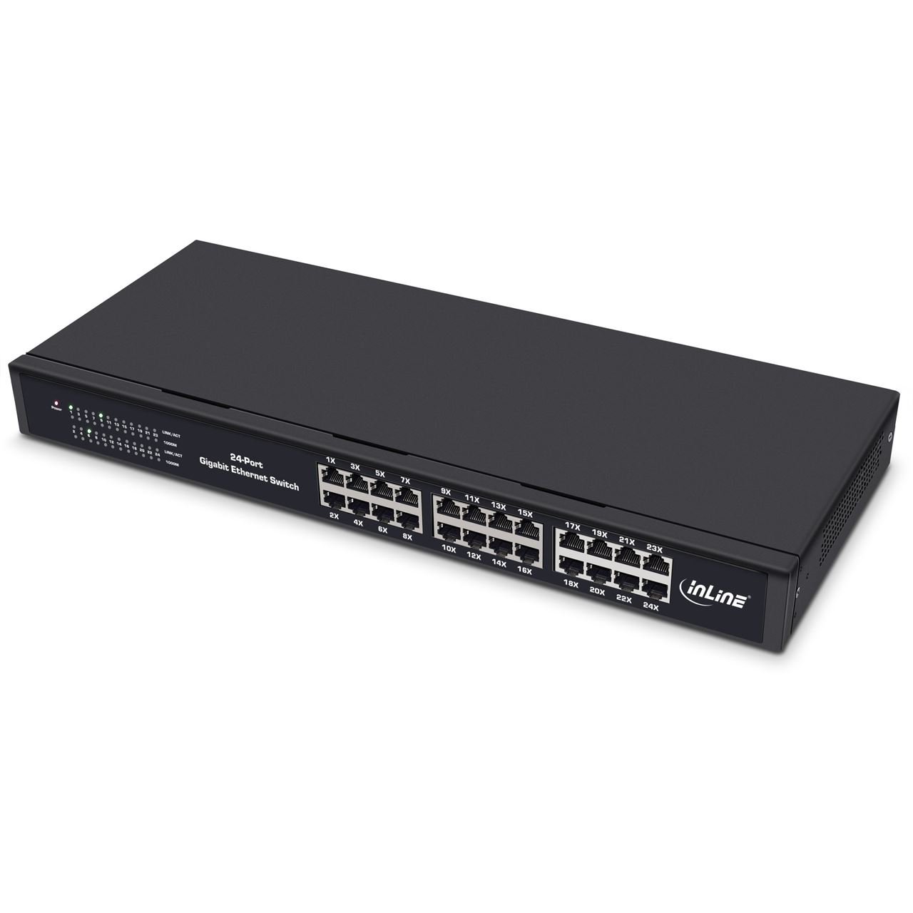 InLine Gigabit Netzwerk Switch 24-Port, 1GBit/s, 48,26cm (19"), Metall, lüfterlos