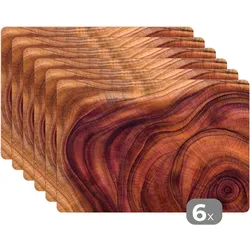 PLATZSETS 6er-Set Glatte Holzstruktur aus geschwungenen Linien Tisch Untersetzer-Set 45x30 cm