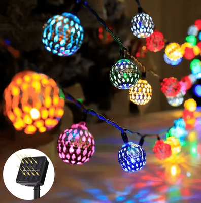 Inspire Curations Moroccan Ball Solar String Lights 20 30 LED Outdoor Fairy Lights rgb 5m20led