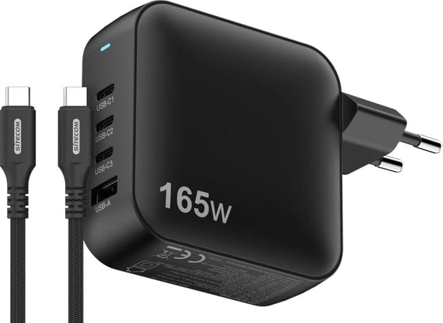 Sitecom 165W GaN Power Delivery Oplader met 2m USB-C naar USB-C Kabel