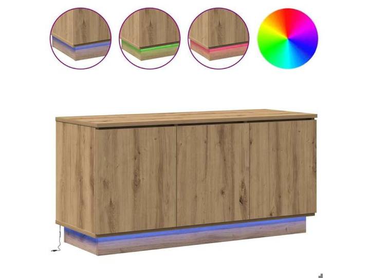 Meuble TV élégant - ECOHOME - bois d'ingénierie - chêne artisanal - 100 x 38 x 49 cm - 3 portes@922694