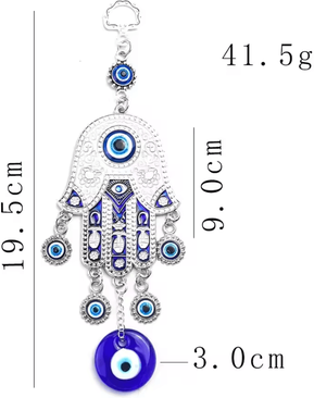 Inspire Curations Hamsa Fatima Hand Wind Chime Decor Blue Eye Evil Eye Hanging Ornament wt