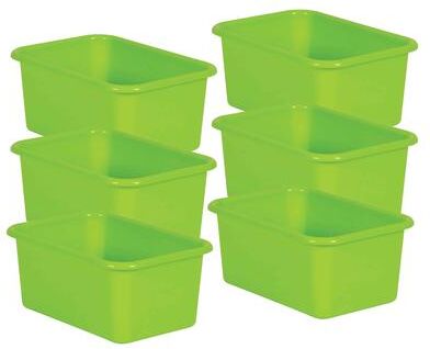 Teacher Created Resources Lime Small Plastic Bin, Pack of 6