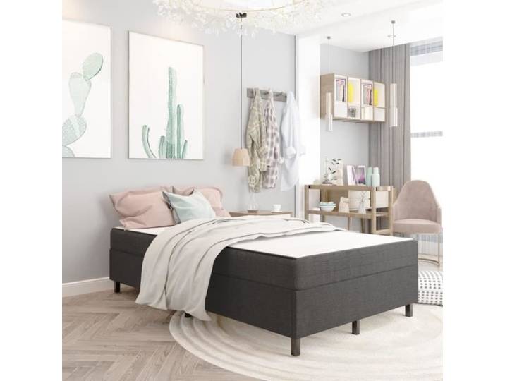 Cadre de lit simple - Design 2022® - Gris - Métal - Adulte - Sommier tapissier