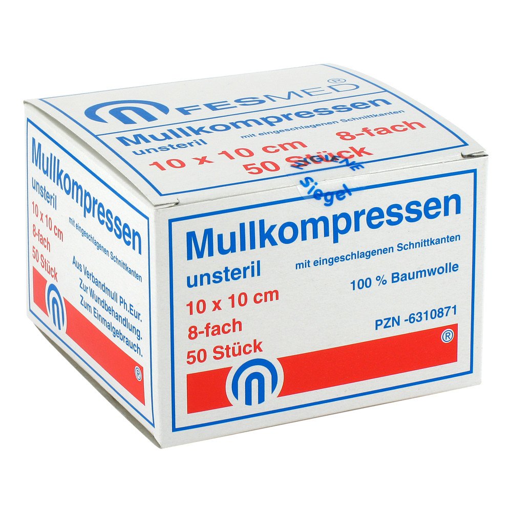 FESMED Verbandmittel GmbH Mullkompressen Es 10x10 cm unsteril 8-fach 06310871