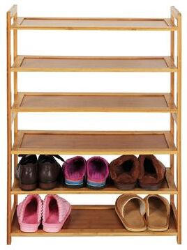 NO 6 Tiers Bamboo Shoe Rack Wood Color - Wood Color - 6 Tiers