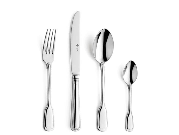 PW AUGSBURGER FADEN Besteck-Set 24-tlg, 6 Personen, 18/10 Edelstahl Hochglanzpoliert, rostfrei, spülmaschinenfest, klassisches Dekorrelief, inklusive praktischem Besteckkasten