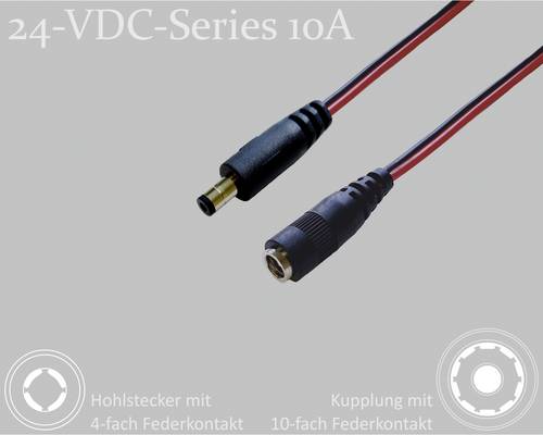 BKL Electronic 075906 DC-Steckverbinder DC-Hohlstecker - DC-Kupplung 5.5mm 2.1mm 5.5mm 2.1mm 2m 1 St. Single