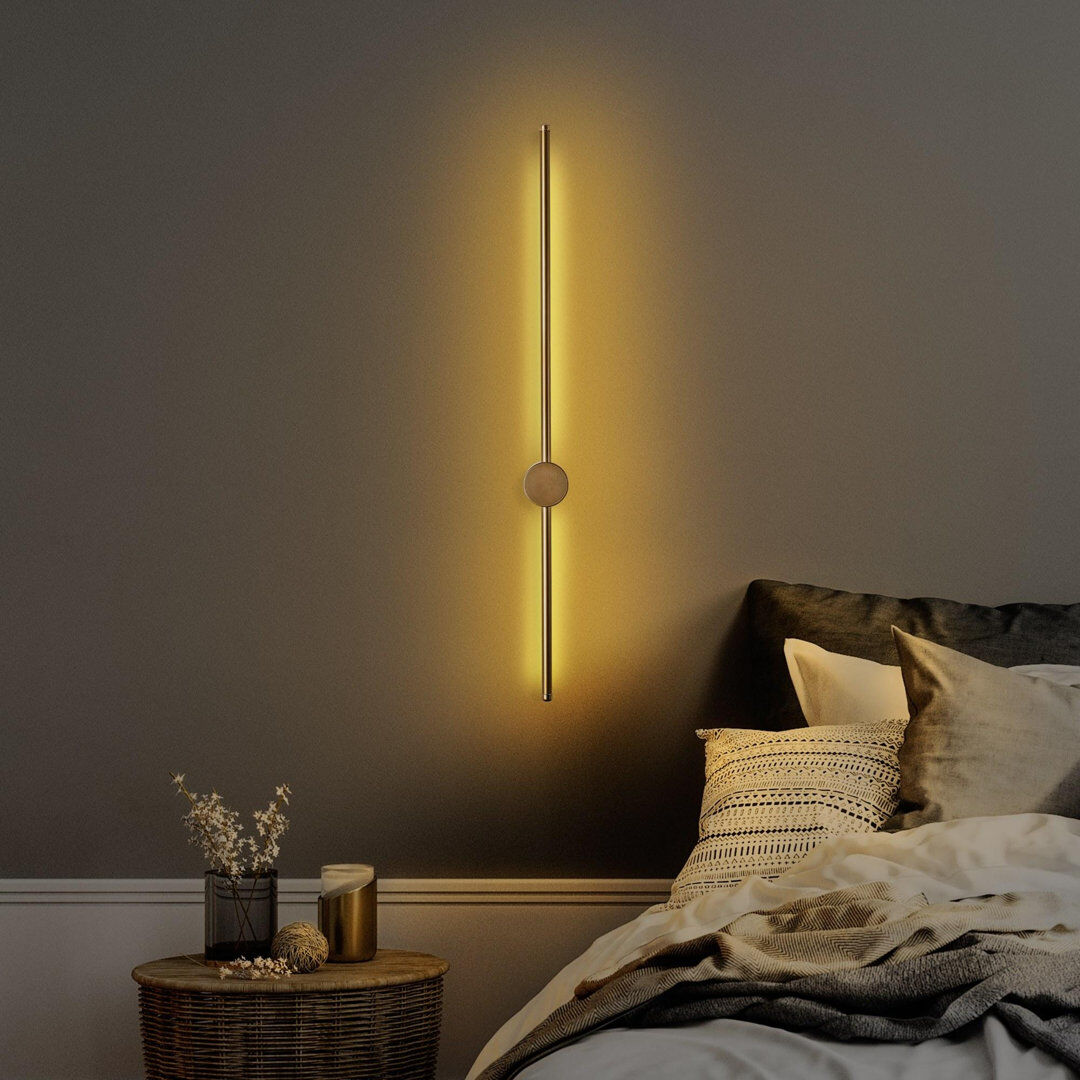 Latitude Run Bojana LED Armed Sconce Gold 91cm H X 7cm W X 10cm D