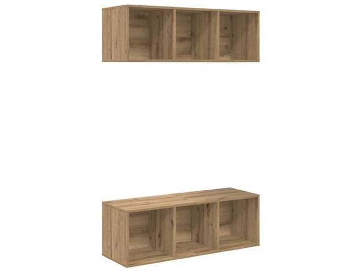 KTHLBRH TV-Möbel-Set, 2 Stück, Eiche handgefertigt, aus Holz Wanddesign, Innenregale, Holz, handwerkliches Eichen-Finish, platzsparend, modernes Wohnzimmer