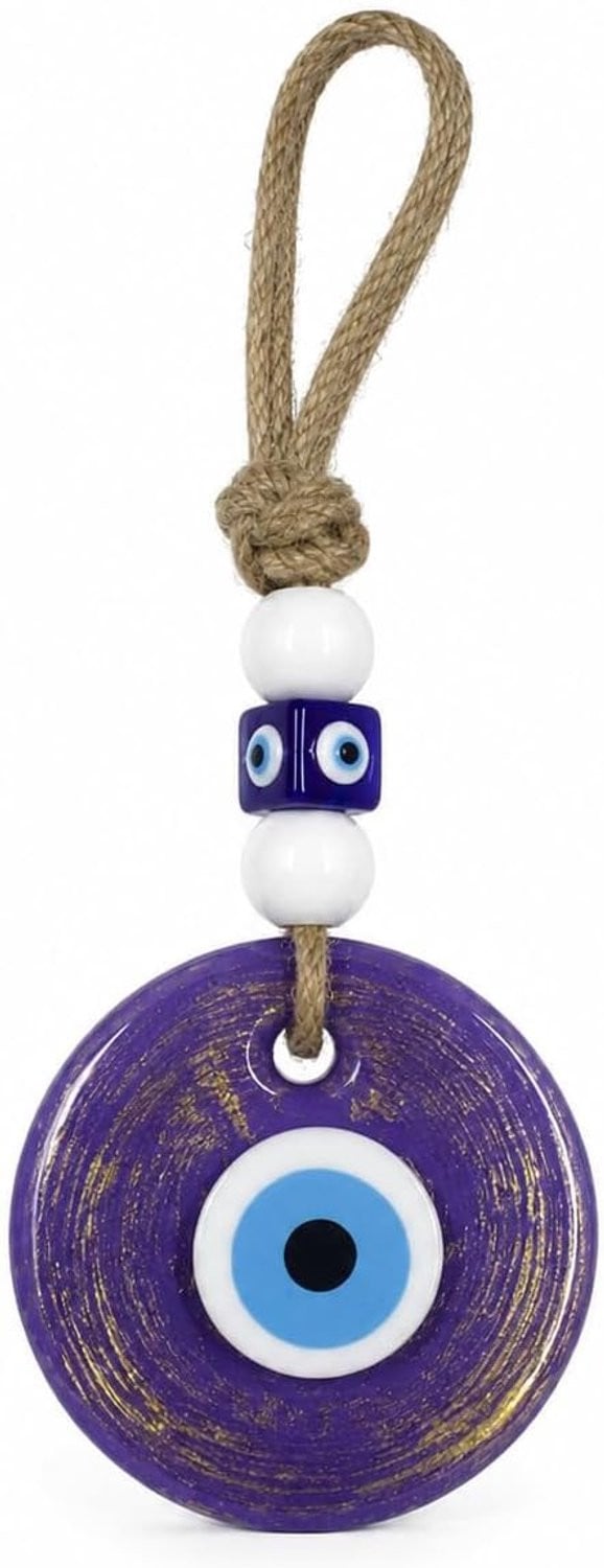 ServiceTopper Wanddecoratie Boze Oog - Paars - Handgemaakt - 7 cm