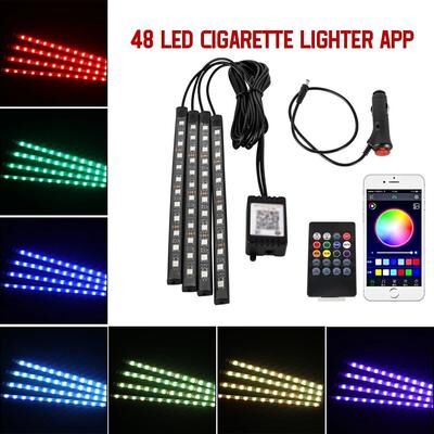 Inspired Living USB Car Interior Ambient Light Strips 48 LED With App And Remote Control 48led Remote App Cig