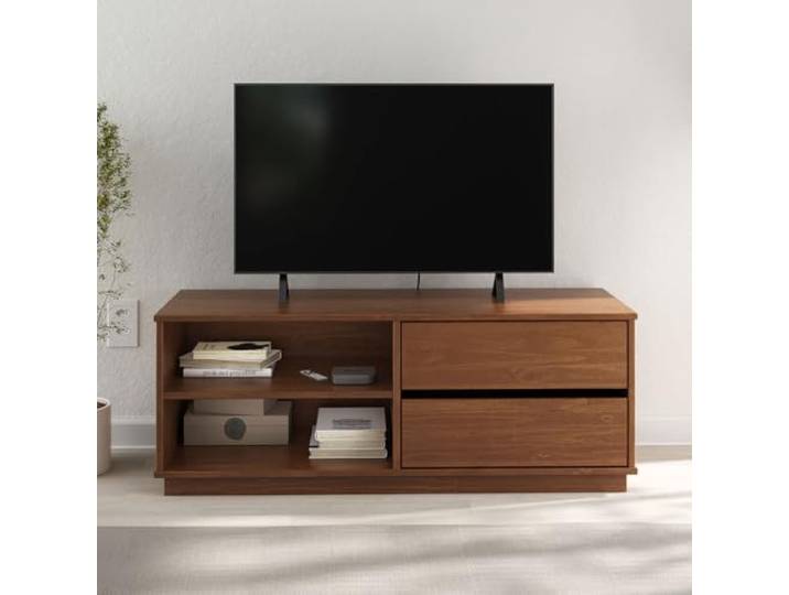 IDIMEX Lowboard Maite, Kastanie Farben aus Massivholz - TV-Board mit 2 Schubladen und 2 Ablagefächern, TV Unterschrank, Fernsehboard, TV Kommode 110cm