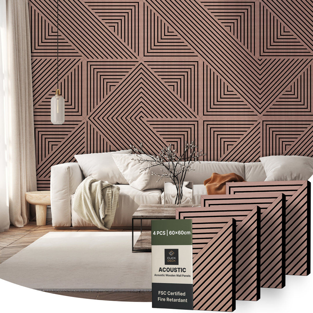 17 Stories Mehreen 60 cm x 60 cm 3D Wall Panel (4-pack) Walnut Mosaic