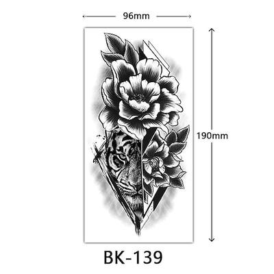 grenzüberschreitende exklusive Skizzen-Blumen-Tattoo-Aufkleber. Skizzen-Tattoo-Aufkleber. Rosen-Blumen-Schwarz-Weiß-Blumen-Tattoo