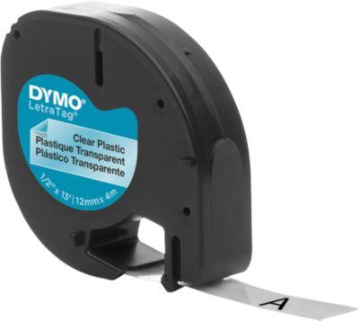 Schriftbandkassette für DYMO® Letra Tag, Kunststoff, 12mm, transparent