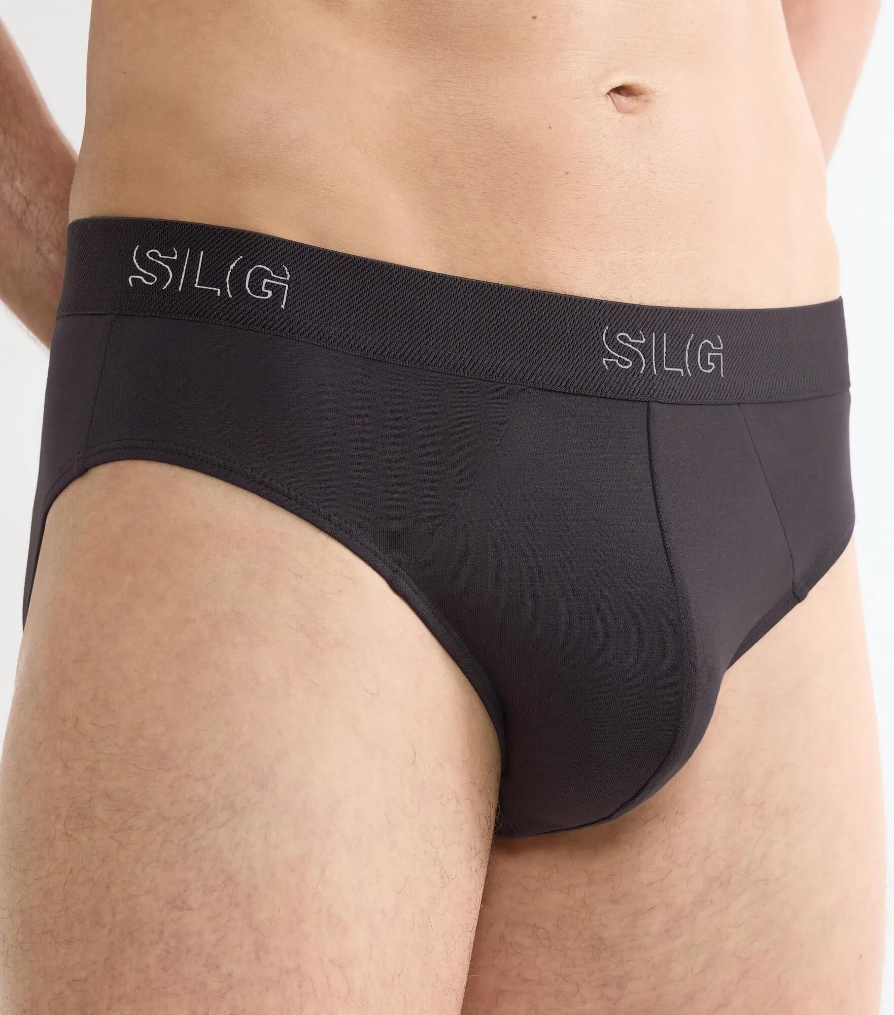 Slip SLOGGI "SLG Base", Herren, Gr. XL, Single Jersey, grau (charcoal), Single Jersey, Obermaterial: 95% Baumwolle, 5% Elasthan, körpernah, Unterhosen Slip, ohne Eingriff, modern, Logobund, Cotton-Mix