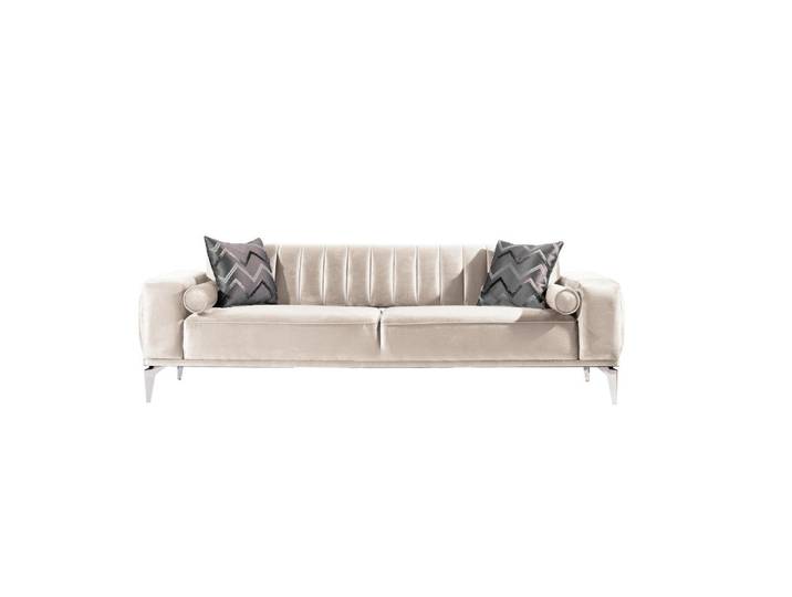 Livetastic 3-Sitzer-Sofa, Creme, Uni, Füllung: Faserbällchen, Polyurethan (PUR),Polyurethan (Pur), 236x77x87 cm, Liegefunktion, Wohnzimmer, Sofas & Couches, Sofas, 3-Sitzer Sofas