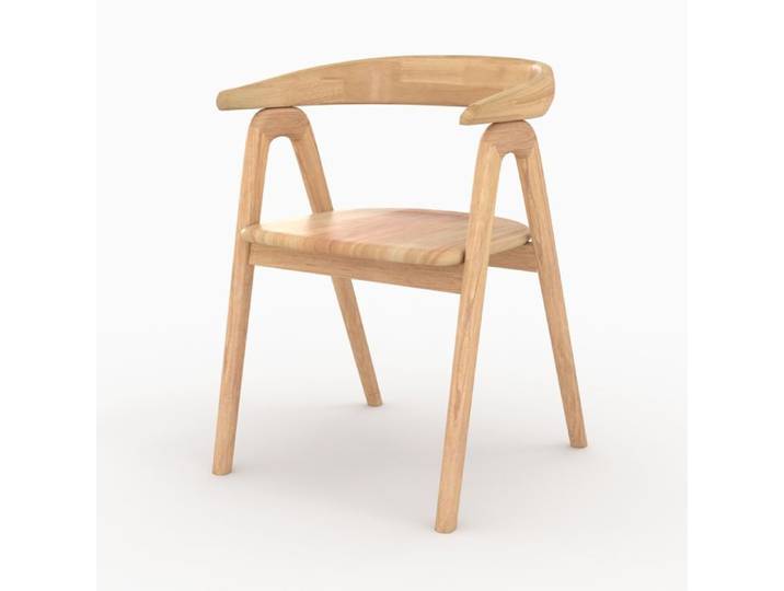 Chaise en bois d'hévéa clair avec accoudoirs - Hawa - Maison Pavane