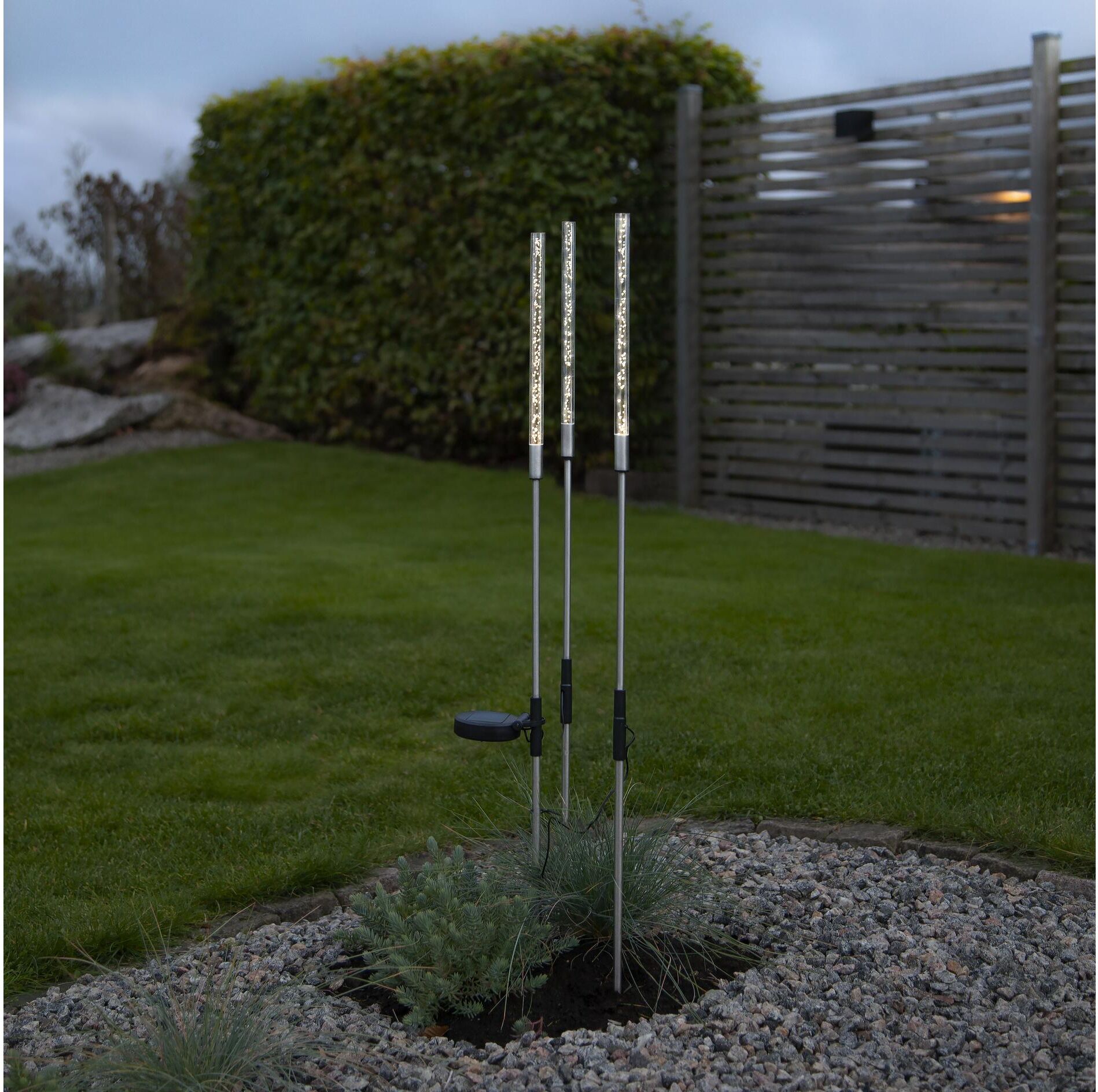 Gartenleuchte "Solar Decoration Bubbly 3-pin", silber (silberfarben), H:83cm L:160cm T:7cm, PARFORCE TRADITIONAL HUNTING, Leuchten, Gartenleuchte silberfarben H: 83cm