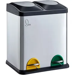 SVITA TC2X15 Mülleimer 30 Liter 2x15 Treteimer Papierkorb Edelstahl Silber